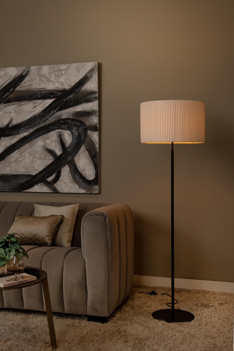 Lucide FOLD - Stojacia lampa - Ø 45 cm - 1xE27 - Biela